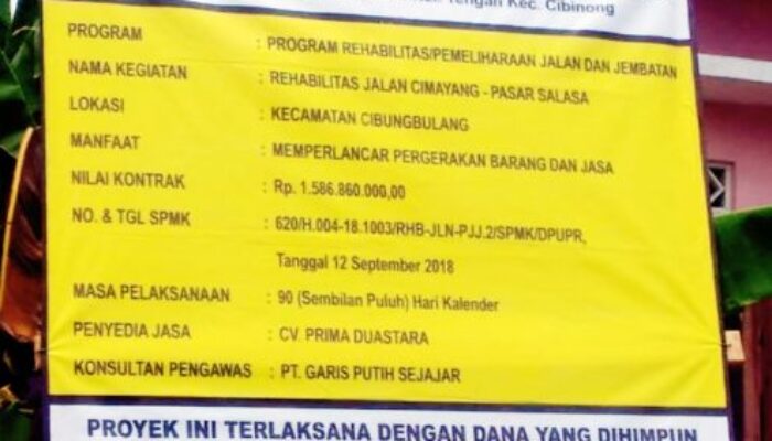 Baru Seumur Jagung, Jalan Cimayang – Pasar Selasa Sudah Berlubang