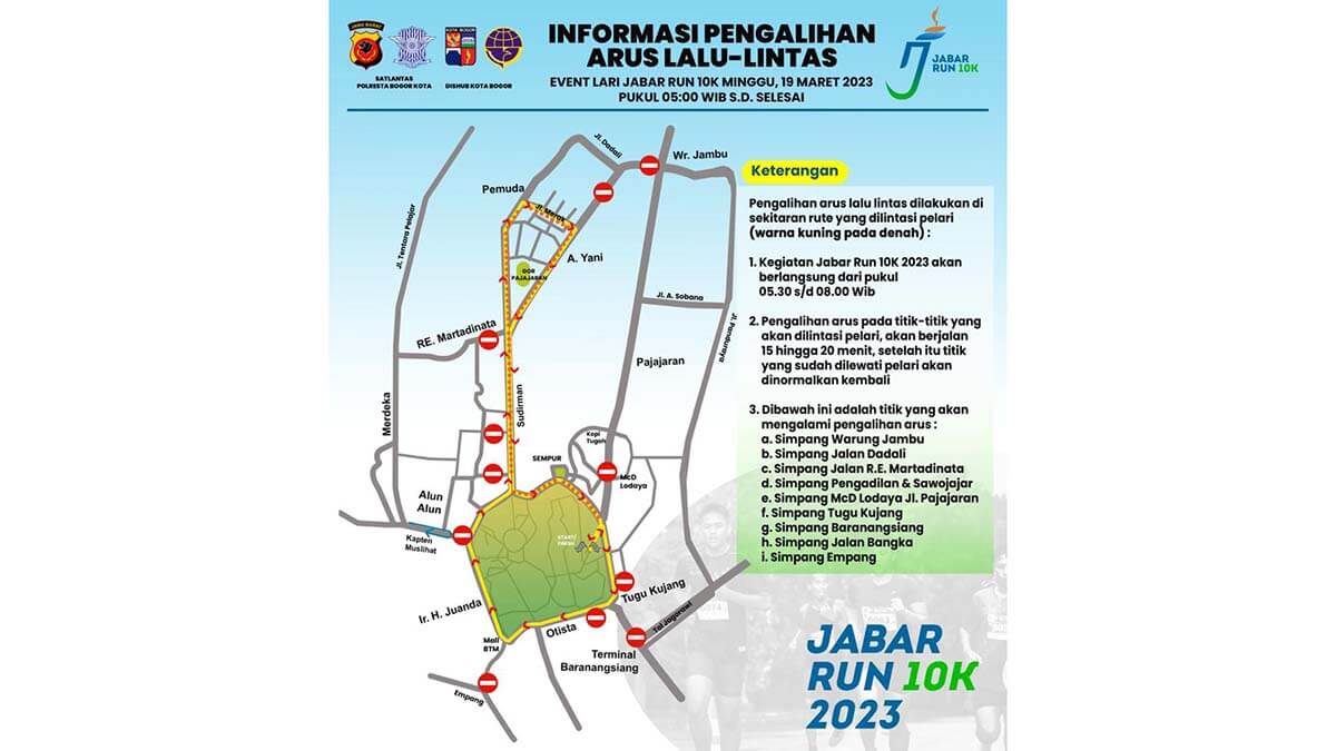 Ada Pengalihan Arus Lalu Lintas Situasional, Jabar Run 10K 2023 Siap Digelar pengalihan arus lalu lintas