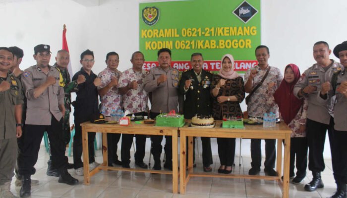 HUT TNI ke-78, Forkopimcam Rancabungur Berikan Kejutan ke Koramil 0621-21/Kemang