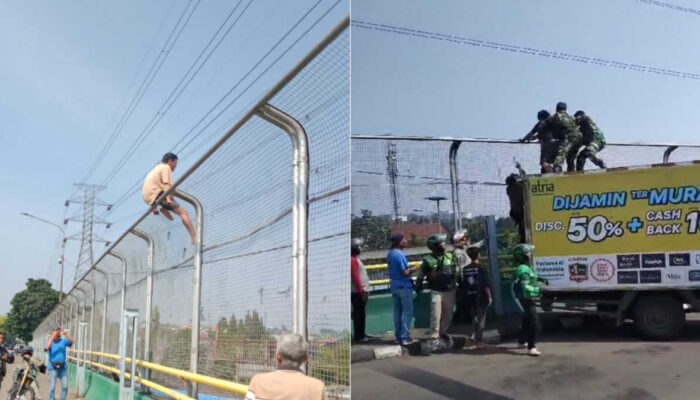Heboh, Seorang Pria Mencoba Bunuh Diri Dari Atas Jembatan Ceger