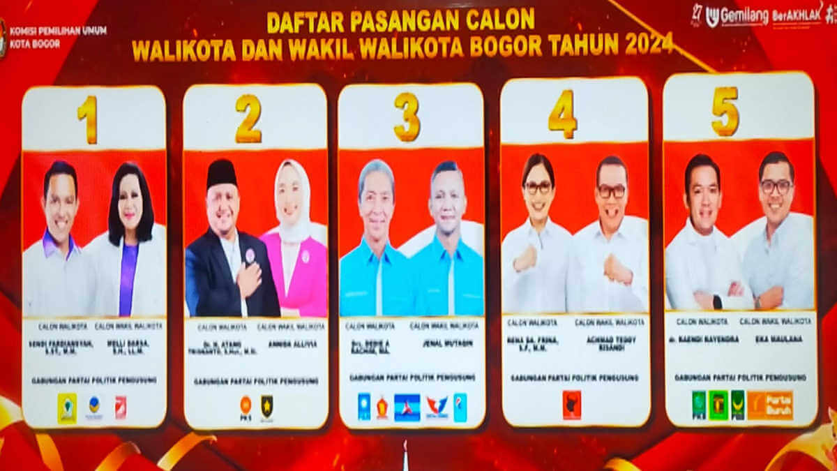 Ini Nomor Urut 5 Paslon Wali Kota dan Wakil Wali Kota Bogor