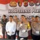 Konferensi pers penangkapan pelaku premanisme di Pasar Merdeka oleh Polresta Bogor Kota, Senin (7/10).
