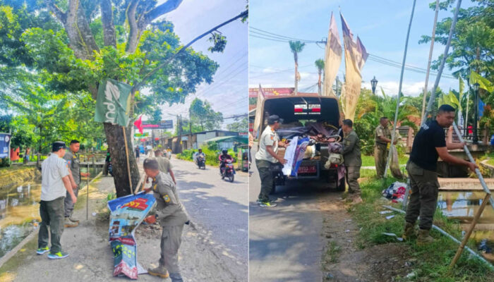 Program Kamis Manis: Satpol PP Kecamatan Rancabungur Copot Spanduk hingga Banner Tak Berizin