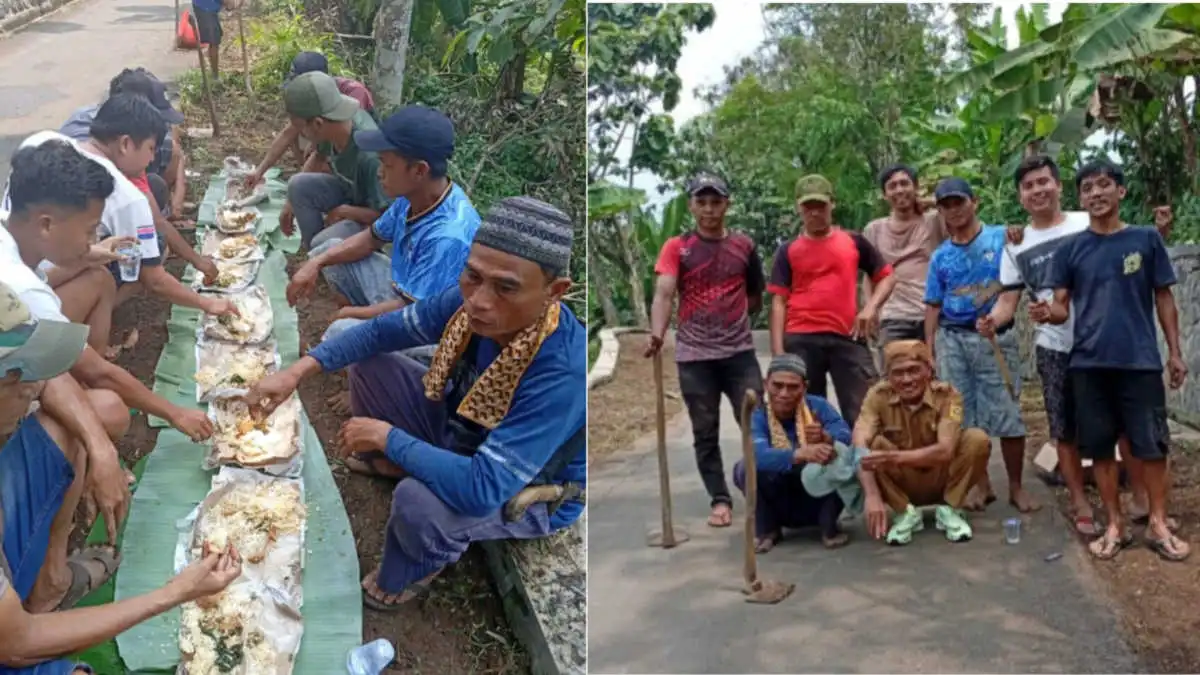 Kades Sukaharja Bersih-bersih dan Ngaliwet Bareng Warga Jelang HUT ke 80 RI