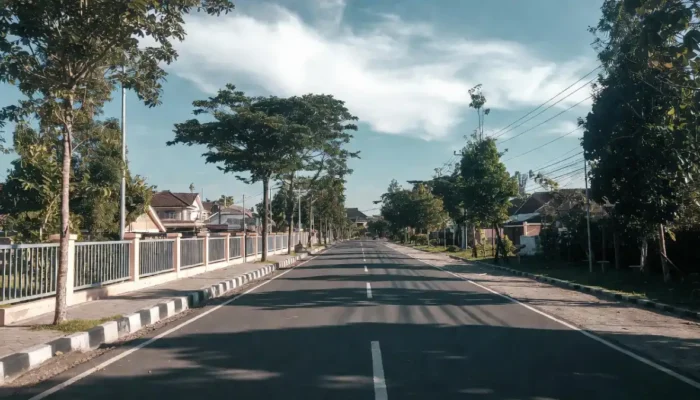 Jalan utama menuju Bogor Selatan dengan pepohonan hijau dan kawasan permukiman di sekitarnya