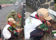 Pemdes Rancabungur Bersama Kecamatan Percantik Perbatasan Ciampea, Cat Pagar Merah Putih Sambut HUT RI ke-81 Forkopimcam Rancabungur