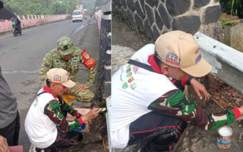 Pemdes Rancabungur Bersama Kecamatan Percantik Perbatasan Ciampea, Cat Pagar Merah Putih Sambut HUT RI ke-81