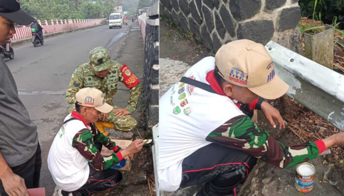 Pemdes Rancabungur Bersama Kecamatan Percantik Perbatasan Ciampea, Cat Pagar Merah Putih Sambut HUT RI ke-81