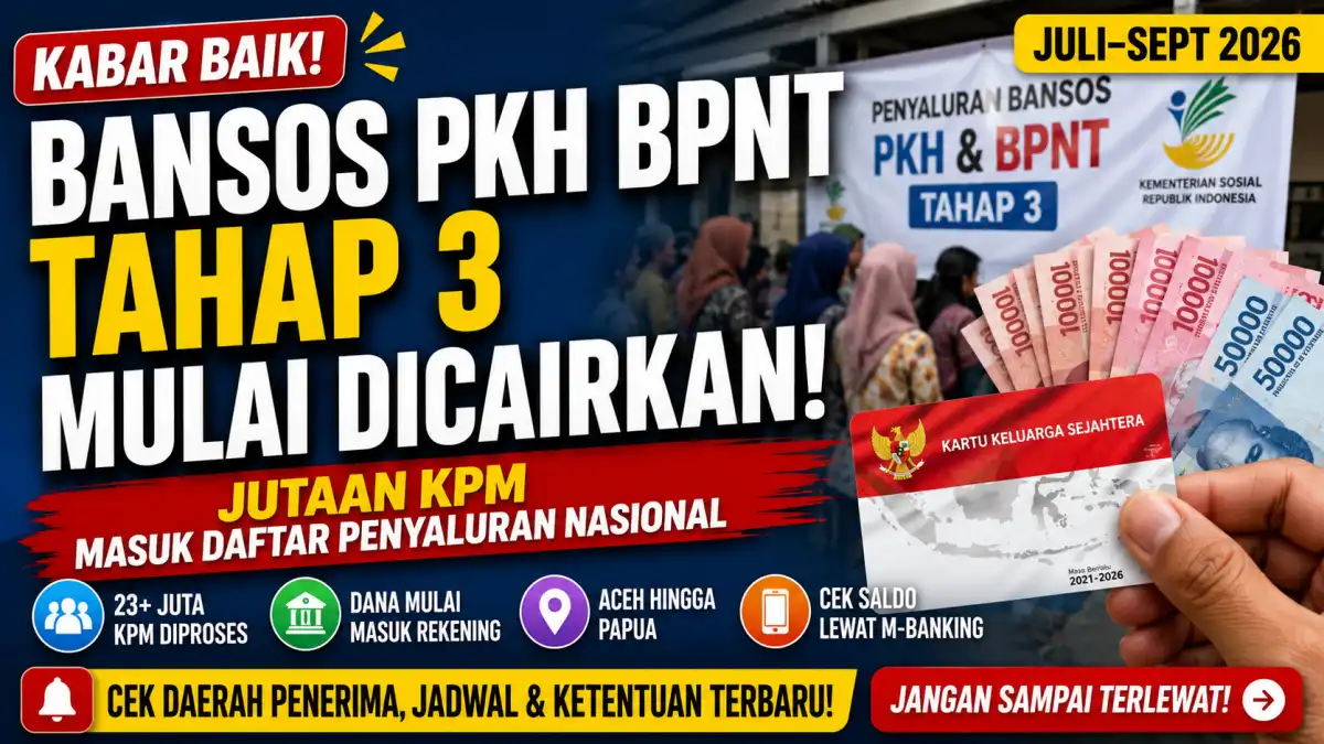 Bansos PKH dan BPNT Tahap 3 Juli-September 2026 Dipercepat, Kemensos Terbitkan Surat Resmi, Cek Daftar Daerah dan Jadwal Pencairan Bansos PKH BPNT Tahap 3 2026
