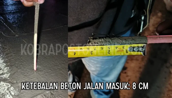 Proyek Trotoar Rp399 Juta di Gunung Batu Disorot, Besi dan Beton Dipertanyakan Pengukuran ketebalan beton proyek trotoar Gunung Batu